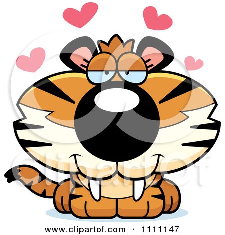 Clipart Cute Amorous Tiger Cub - Royalty Free Vector Illustration by Cory Thoman