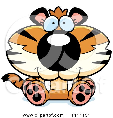 Clipart Cute Sitting Tiger Cub - Royalty Free Vector Illustration by Cory Thoman