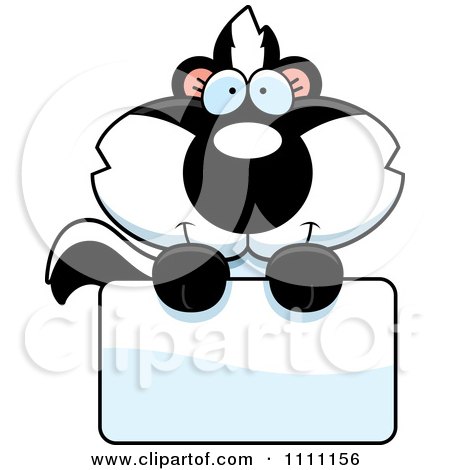 Clipart Cute Baby Skunk Over A Sign - Royalty Free Vector Illustration by Cory Thoman