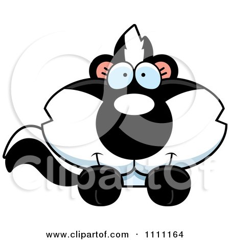 Clipart Cute Baby Skunk Hanging Over A Sign - Royalty Free Vector Illustration by Cory Thoman