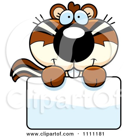 Clipart Cute Chipmunk Over A Sign - Royalty Free Vector Illustration by Cory Thoman