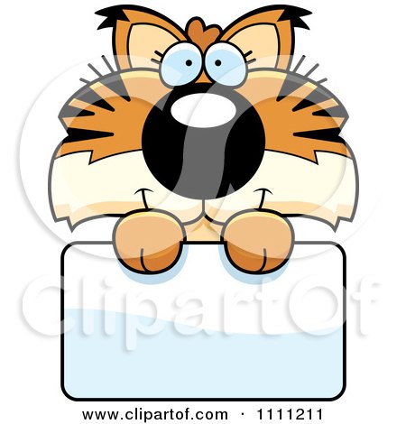 Clipart Cute Bobcat Cub Over A Sign - Royalty Free Vector Illustration by Cory Thoman