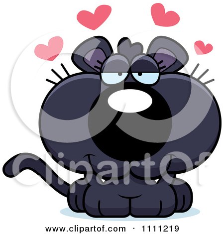 Clipart Cute Amorous Panther Cub - Royalty Free Vector Illustration by Cory Thoman