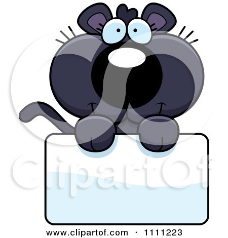 Clipart Cute Panther Cub Over A Sign - Royalty Free Vector Illustration by Cory Thoman