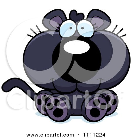 Clipart Cute Sitting Panther Cub - Royalty Free Vector Illustration by Cory Thoman