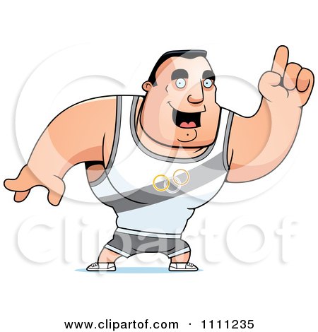 Clipart Buff Olympic Athlete Man With An Idea - Royalty Free Vector Illustration by Cory Thoman