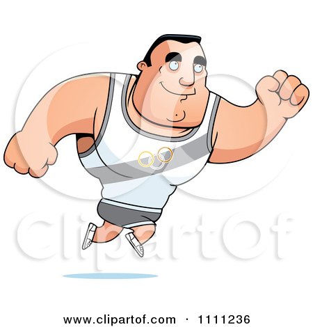 Clipart Buff Olympic Athlete Man Jumping - Royalty Free Vector Illustration by Cory Thoman
