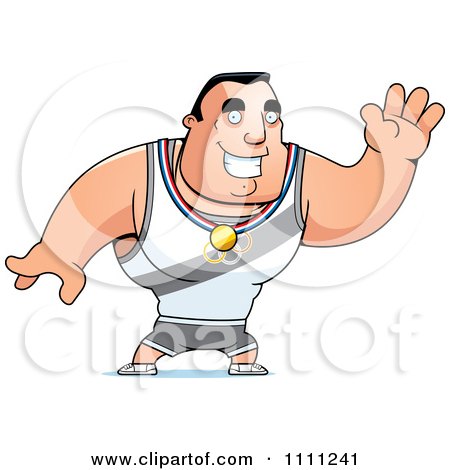 Clipart Buff Olympic Athlete Man Waving - Royalty Free Vector Illustration by Cory Thoman