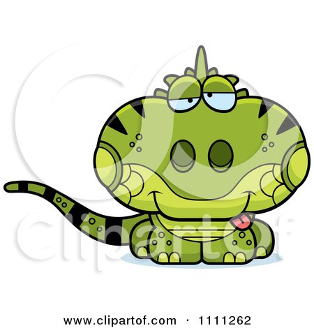 Clipart Cute Drunk Iguana Lizard - Royalty Free Vector Illustration by Cory Thoman