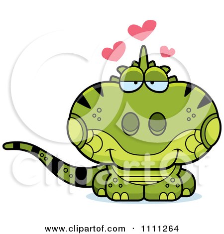 Clipart Cute Amorous Iguana Lizard - Royalty Free Vector Illustration by Cory Thoman