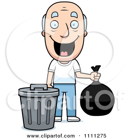Clipart Happy Grandpa Taking Out The Trash - Royalty Free Vector Illustration by Cory Thoman