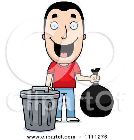 Clipart Happy Man Taking Out The Trash - Royalty Free Vector Illustration by Cory Thoman