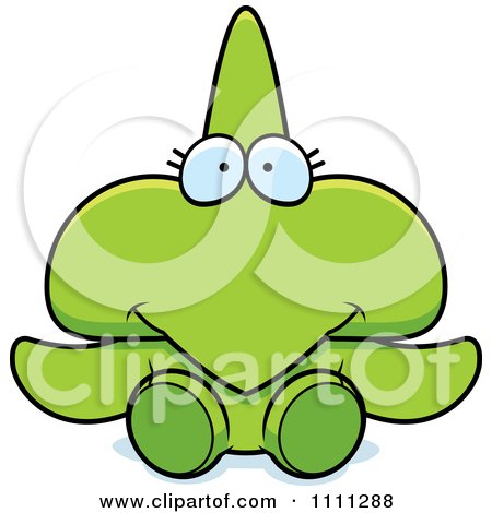 Clipart Cute Sitting Pterodactyl Dinosaur - Royalty Free Vector Illustration by Cory Thoman