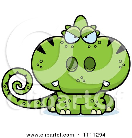 Clipart Angry Cute Green Chameleon Lizard - Royalty Free Vector Illustration by Cory Thoman