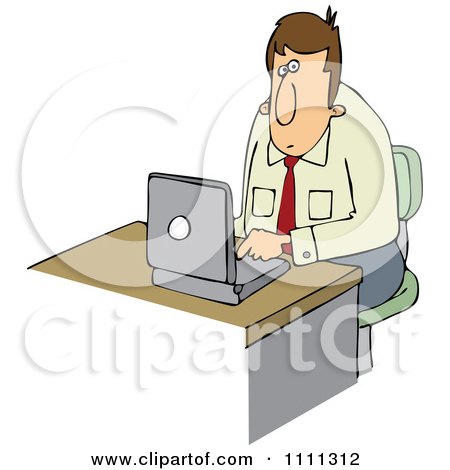 Clipart Businessman Working On A Laptop - Royalty Free Vector Illustration by djart