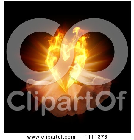 Clipart 3d Hand With A Flaming Heart - Royalty Free CGI Illustration by Mopic