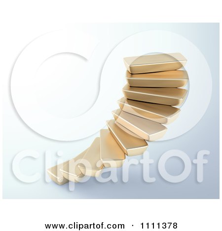 Clipart 3d Gold Bars Forming A Spiral Staircase - Royalty Free CGI Illustration by Mopic
