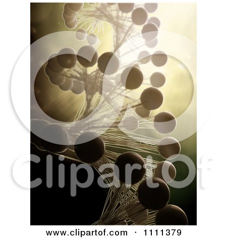 Clipart 3d DNA Double Helix Strand With Golden Lighting - Royalty Free CGI Illustration by Mopic