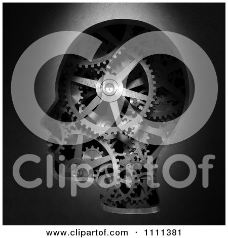 Clipart 3d Profiled Head With Gears Inside - Royalty Free CGI Illustration by Mopic