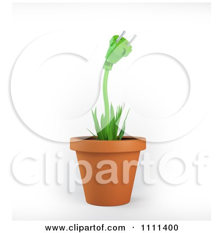 Clipart 3d Green Electric Cable In A Pot - Royalty Free CGI Illustration by Mopic