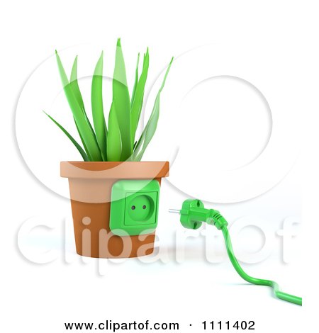 Clipart 3d Power Plug By A Socket On A Plant Pot - Royalty Free CGI Illustration by Mopic