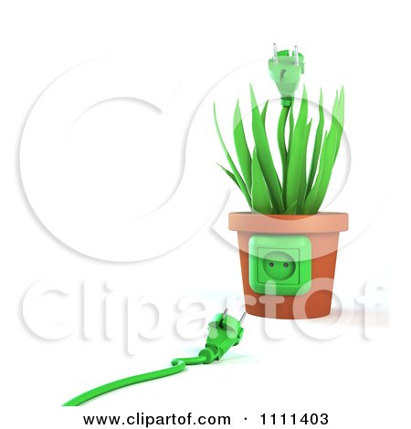 Clipart 3d Cable By A Socket On A Plug Plant Pot - Royalty Free CGI Illustration by Mopic