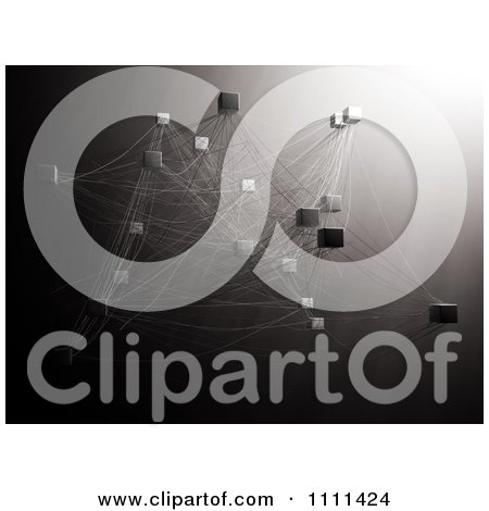 Clipart 3d Networked Cubes Connected With Webbing - Royalty Free CGI Illustration by Mopic