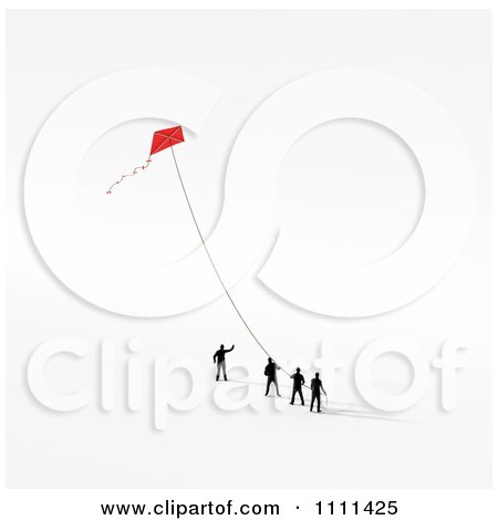 Clipart 3d Tiny Business People Flying A Kite - Royalty Free CGI Illustration by Mopic