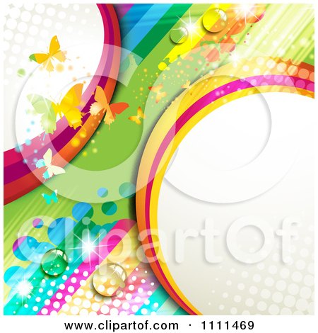 Clipart Background Of Butterflies And A Rainbow 6 - Royalty Free Vector Illustration by merlinul