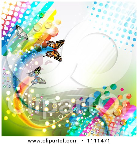 Clipart Background Of Butterflies And A Rainbow 10 - Royalty Free Vector Illustration by merlinul