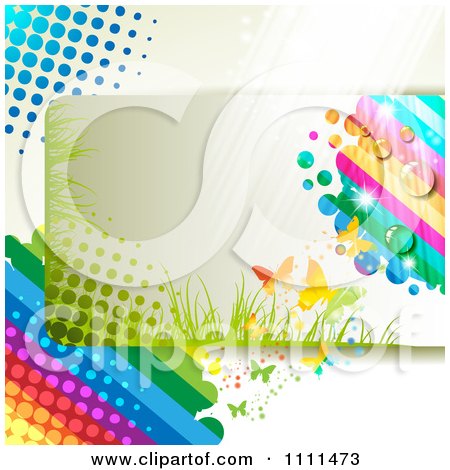 Clipart Background Of Butterflies And A Rainbow 8 - Royalty Free Vector Illustration by merlinul