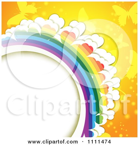 Clipart Background Of Butterflies And A Rainbow 11 - Royalty Free Vector Illustration by merlinul
