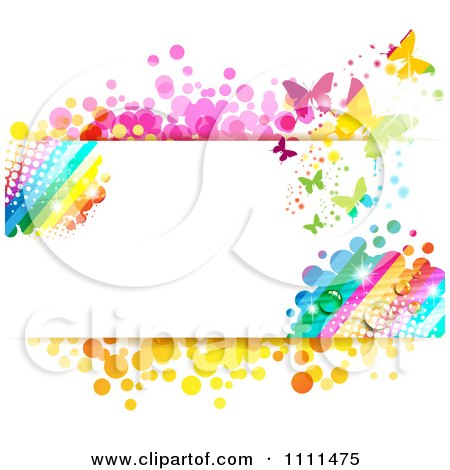 Clipart Background Of Butterflies And A Rainbow 5 - Royalty Free Vector Illustration by merlinul