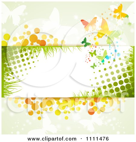 Clipart Background Of Butterflies Halftone And Copyspace - Royalty Free Vector Illustration by merlinul