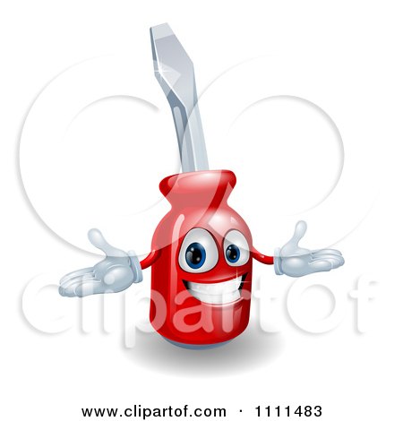 Clipart Happy 3d Compact Screwdriver Character - Royalty Free Vector Illustration by AtStockIllustration
