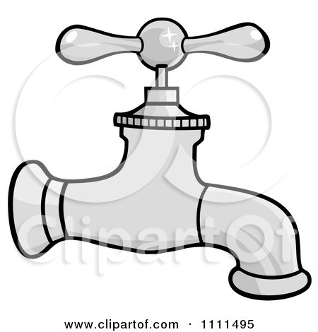 Clipart Silver Water Faucet - Royalty Free Vector Illustration by Hit Toon