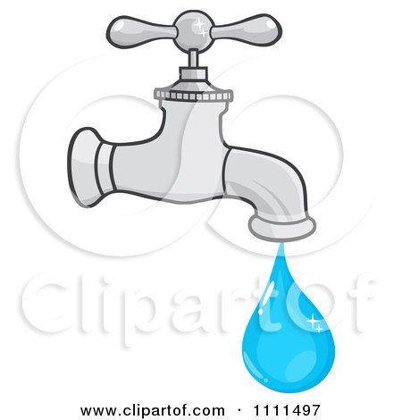 Clipart Water Droplet Emerging From A Faucet - Royalty Free Vector Illustration by Hit Toon