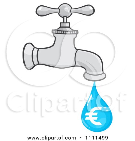 Clipart Euro Water Droplet Emerging From A Faucet - Royalty Free Vector Illustration by Hit Toon