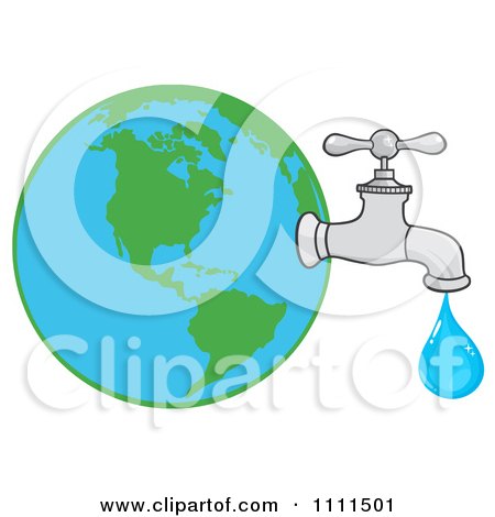 Clipart Water Faucet Attached To Earth - Royalty Free Vector Illustration by Hit Toon