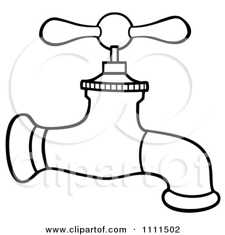 Clipart Outlined Water Faucet - Royalty Free Vector Illustration by Hit Toon