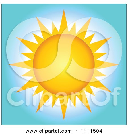 Clipart Sun With Sharp Rays Over Blue - Royalty Free Vector Illustration by Hit Toon