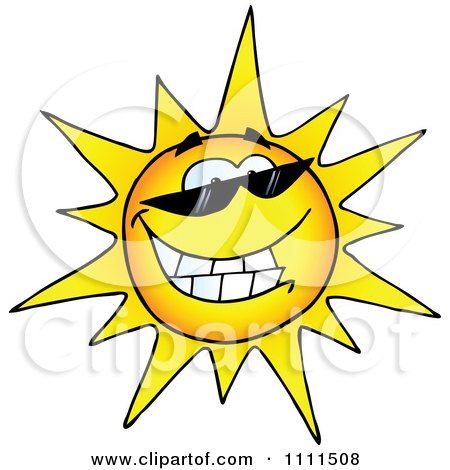 Clipart Happy Sun Grinning And Wearing Sunglasses - Royalty Free Vector Illustration by Hit Toon