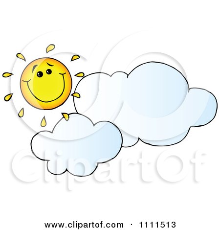 Clipart Happy Sun Grinning Over Clouds - Royalty Free Vector Illustration by Hit Toon
