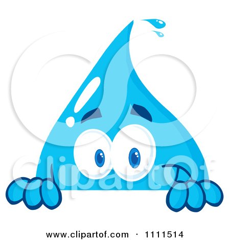 Clipart Water Drop Peeking Over A Sign - Royalty Free Vector Illustration by Hit Toon