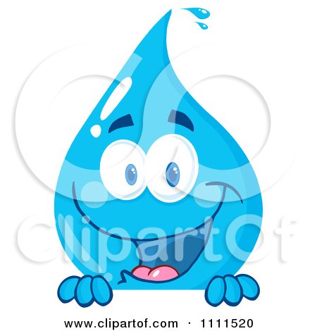 Clipart Water Drop Smiling Over A Sign - Royalty Free Vector Illustration by Hit Toon