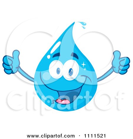 Clipart Water Drop Holding Two Thumbs Up - Royalty Free Vector Illustration by Hit Toon