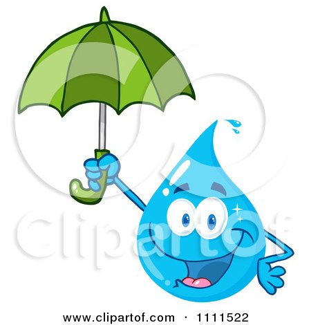Clipart Water Drop Holding An Umbrella - Royalty Free Vector Illustration by Hit Toon