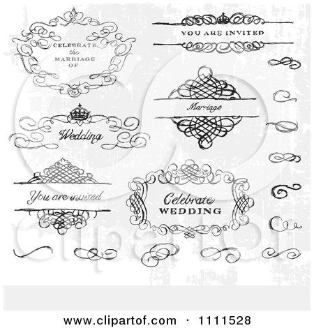 Clipart Hand Drawn Wedding Design Elements And Swirls - Royalty Free Vector Illustration by BestVector