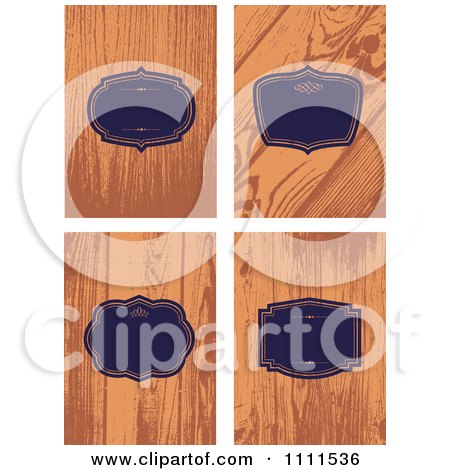 Clipart Blue Frames Over Wood Grain - Royalty Free Vector Illustration by BestVector