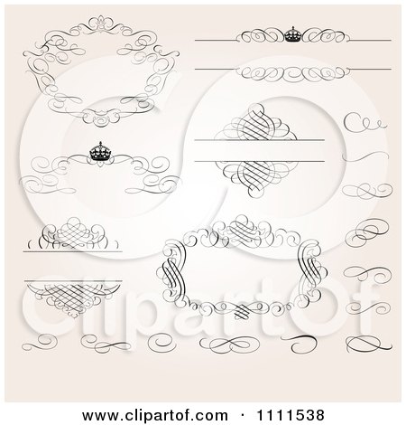 Clipart Ornate Swirl Frames And Design Elements On Gradient - Royalty Free Vector Illustration by BestVector